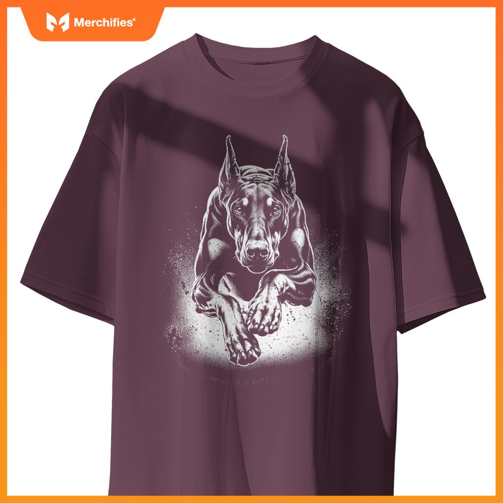 Cool Doberman Dog In Jump T-Shirt