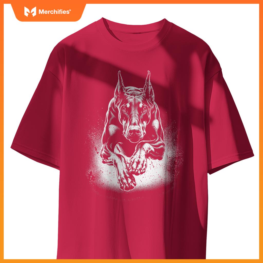 Cool Doberman Dog In Jump T-Shirt