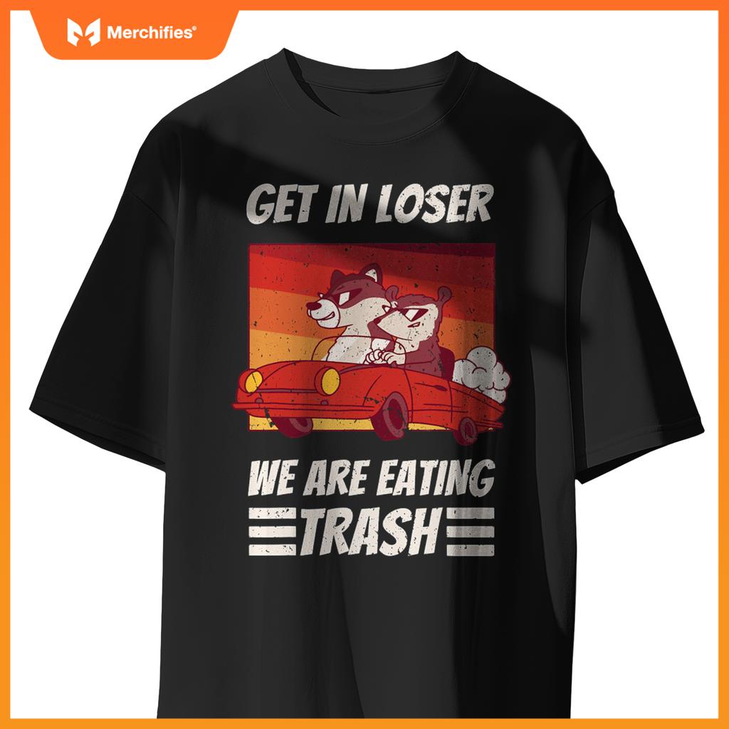Cool Possum Raccoon Driving Car Eating Trash T-Shirt