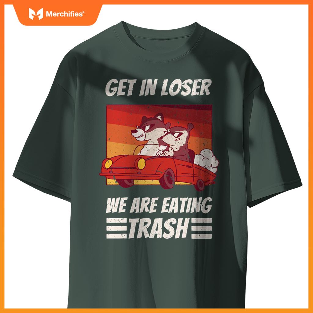 Cool Possum Raccoon Driving Car Eating Trash T-Shirt