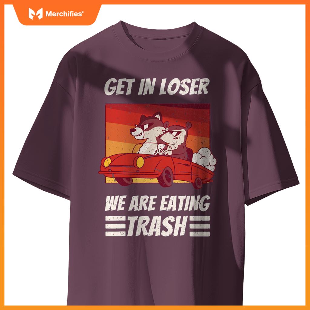 Cool Possum Raccoon Driving Car Eating Trash T-Shirt