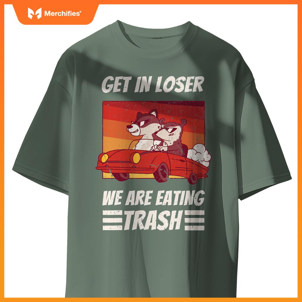 Cool Possum Raccoon Driving Car Eating Trash T-Shirt