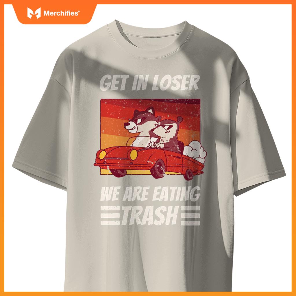Cool Possum Raccoon Driving Car Eating Trash T-Shirt
