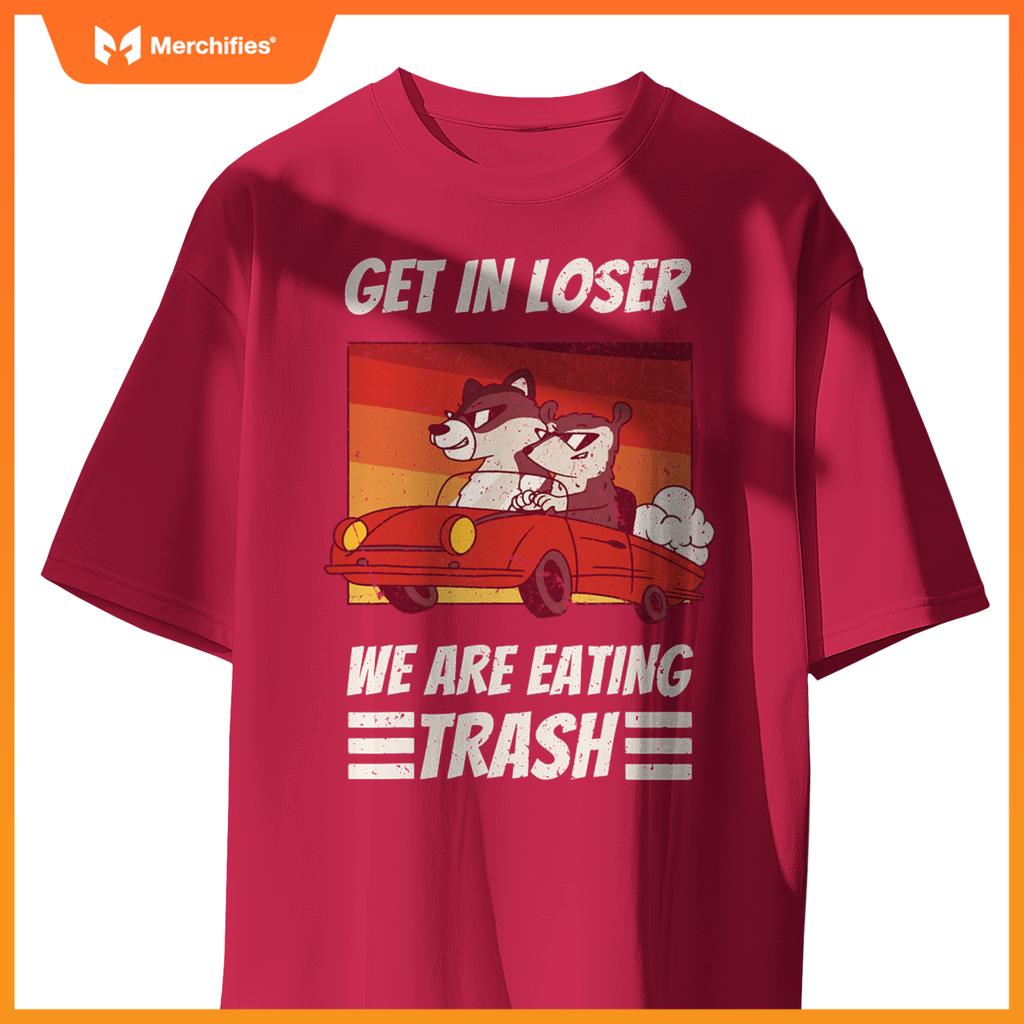 Cool Possum Raccoon Driving Car Eating Trash T-Shirt