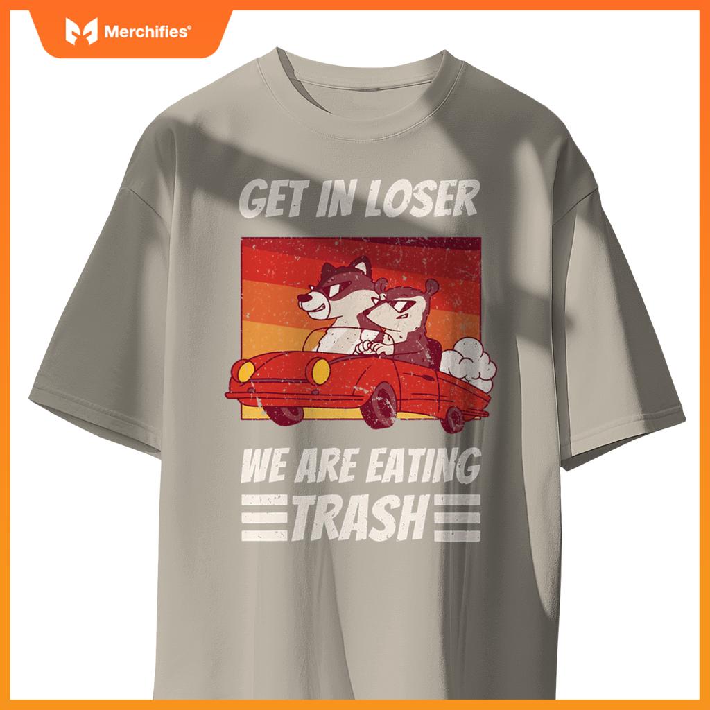 Cool Possum Raccoon Driving Car Eating Trash T-Shirt