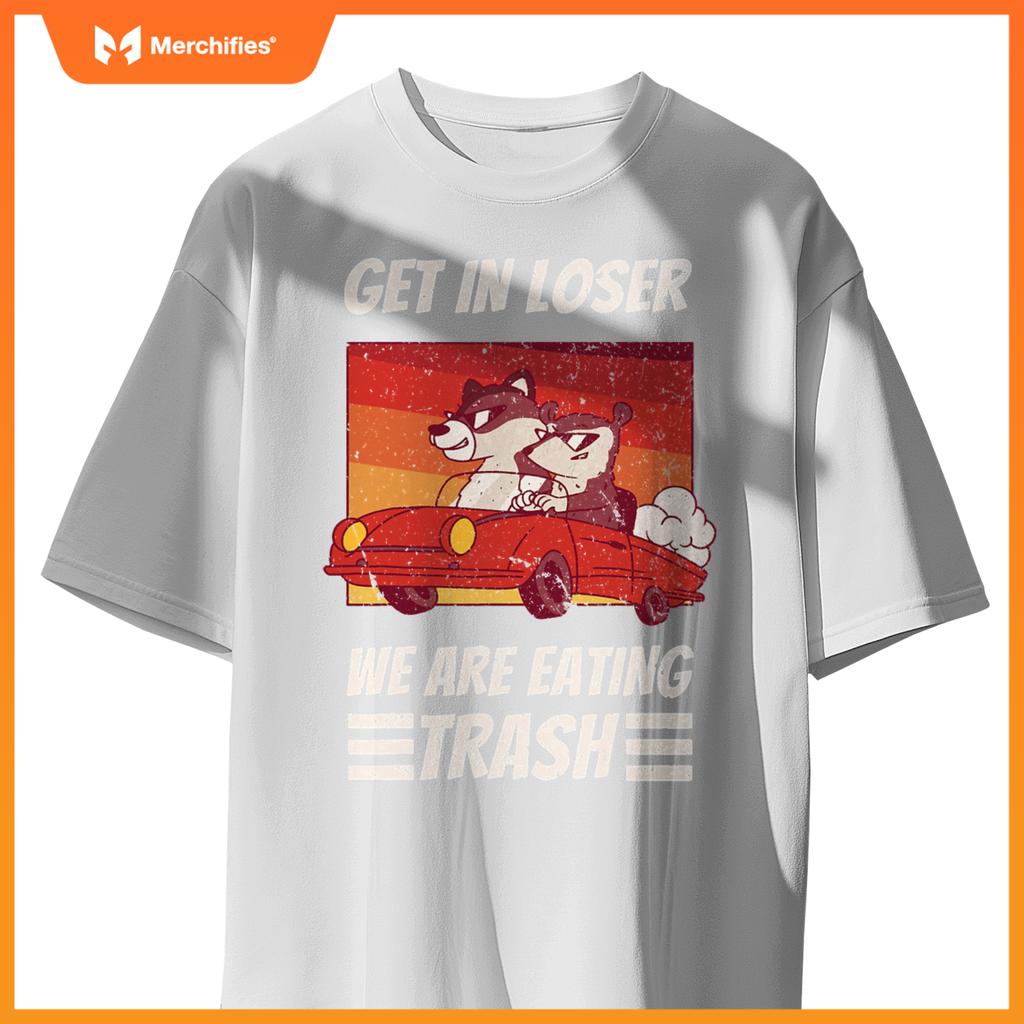 Cool Possum Raccoon Driving Car Eating Trash T-Shirt
