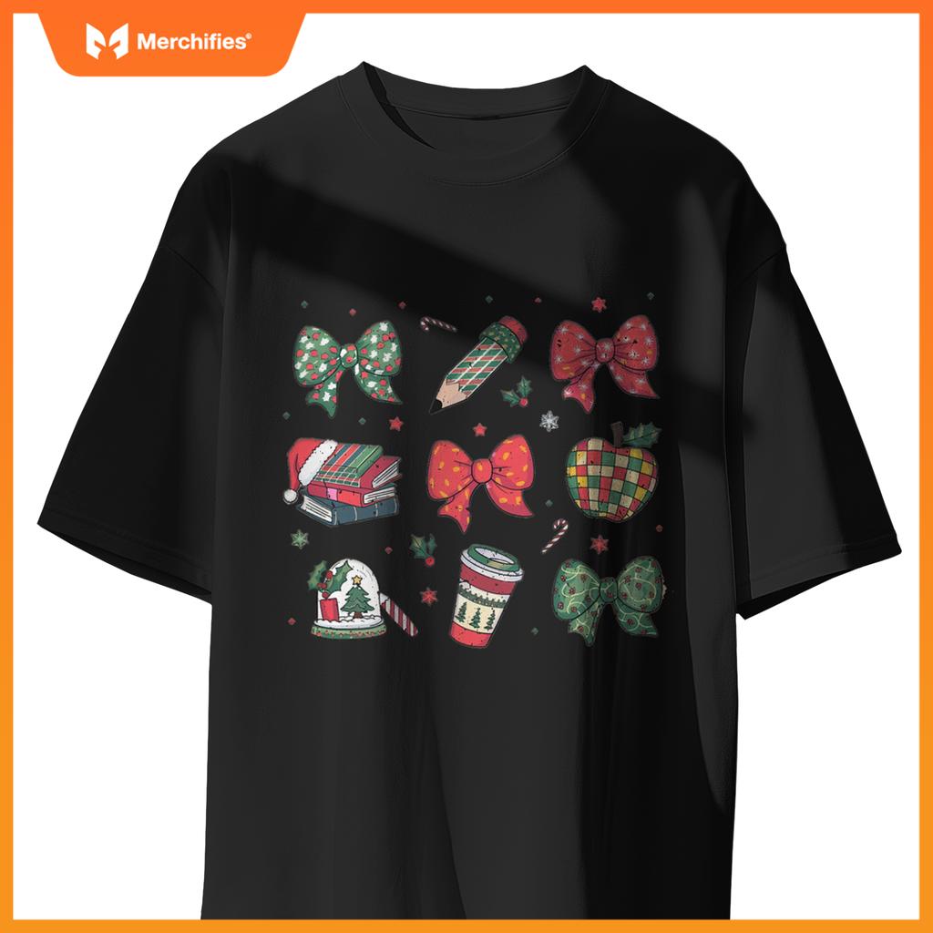 Coquette bow teacher christmas elementary school xmas winter