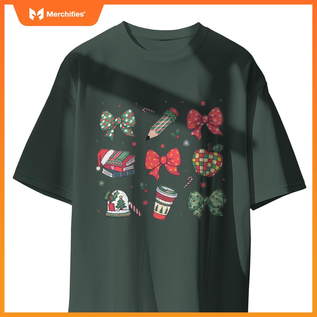 Coquette bow teacher christmas elementary school xmas winter