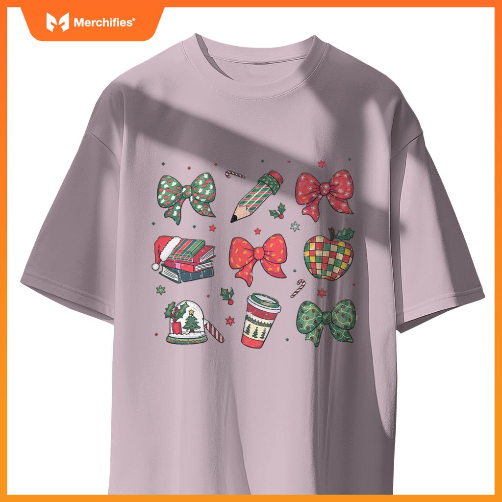 Coquette bow teacher christmas elementary school xmas winter
