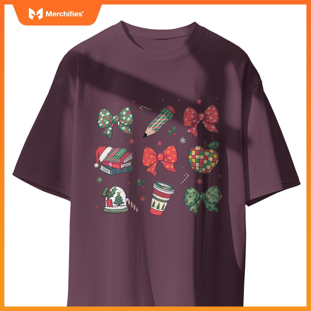Coquette bow teacher christmas elementary school xmas winter