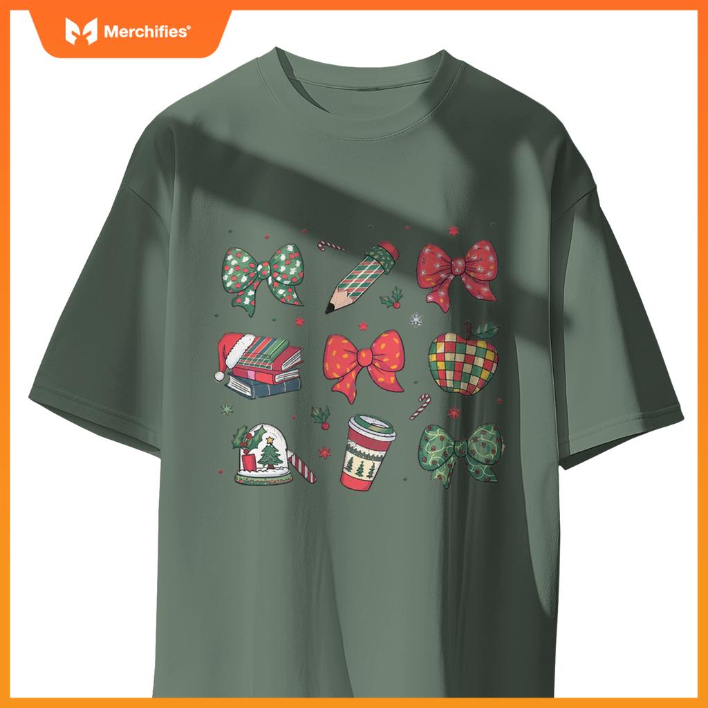 Coquette bow teacher christmas elementary school xmas winter