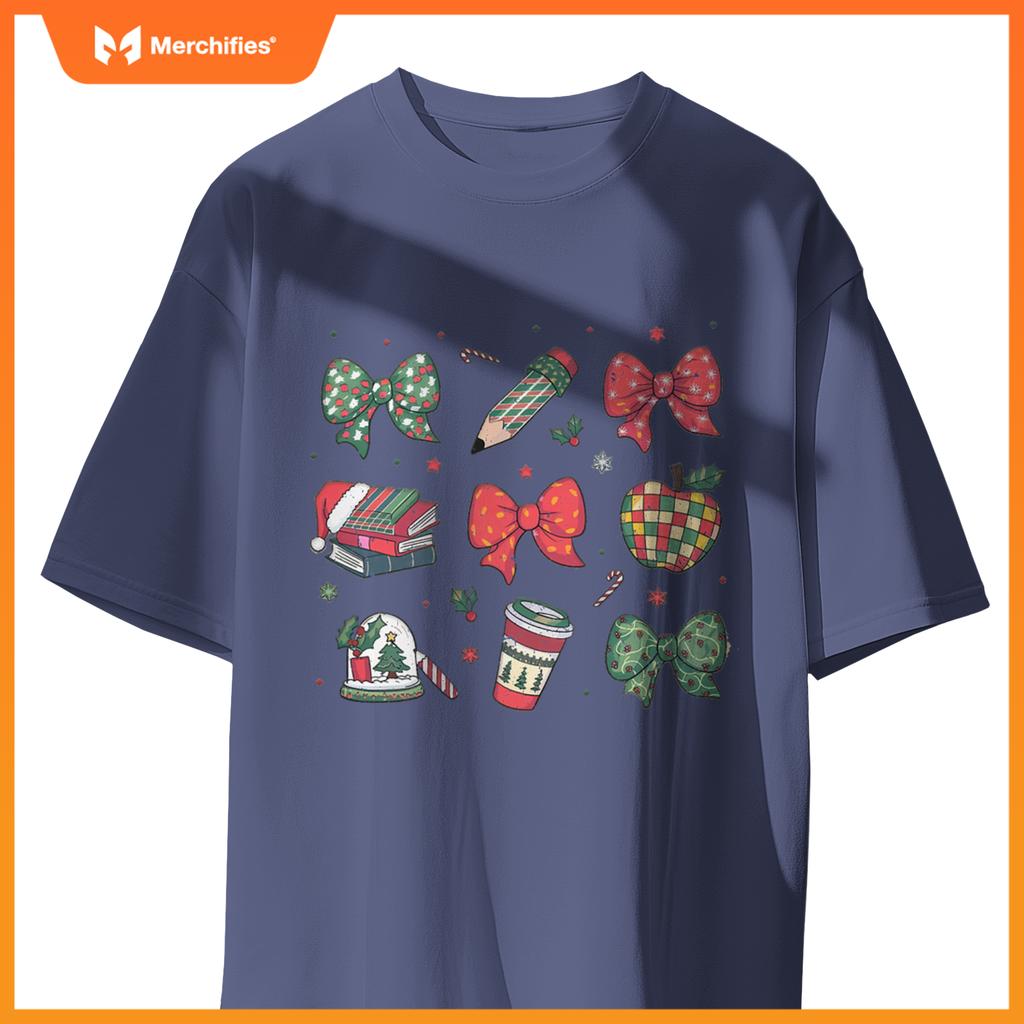 Coquette bow teacher christmas elementary school xmas winter