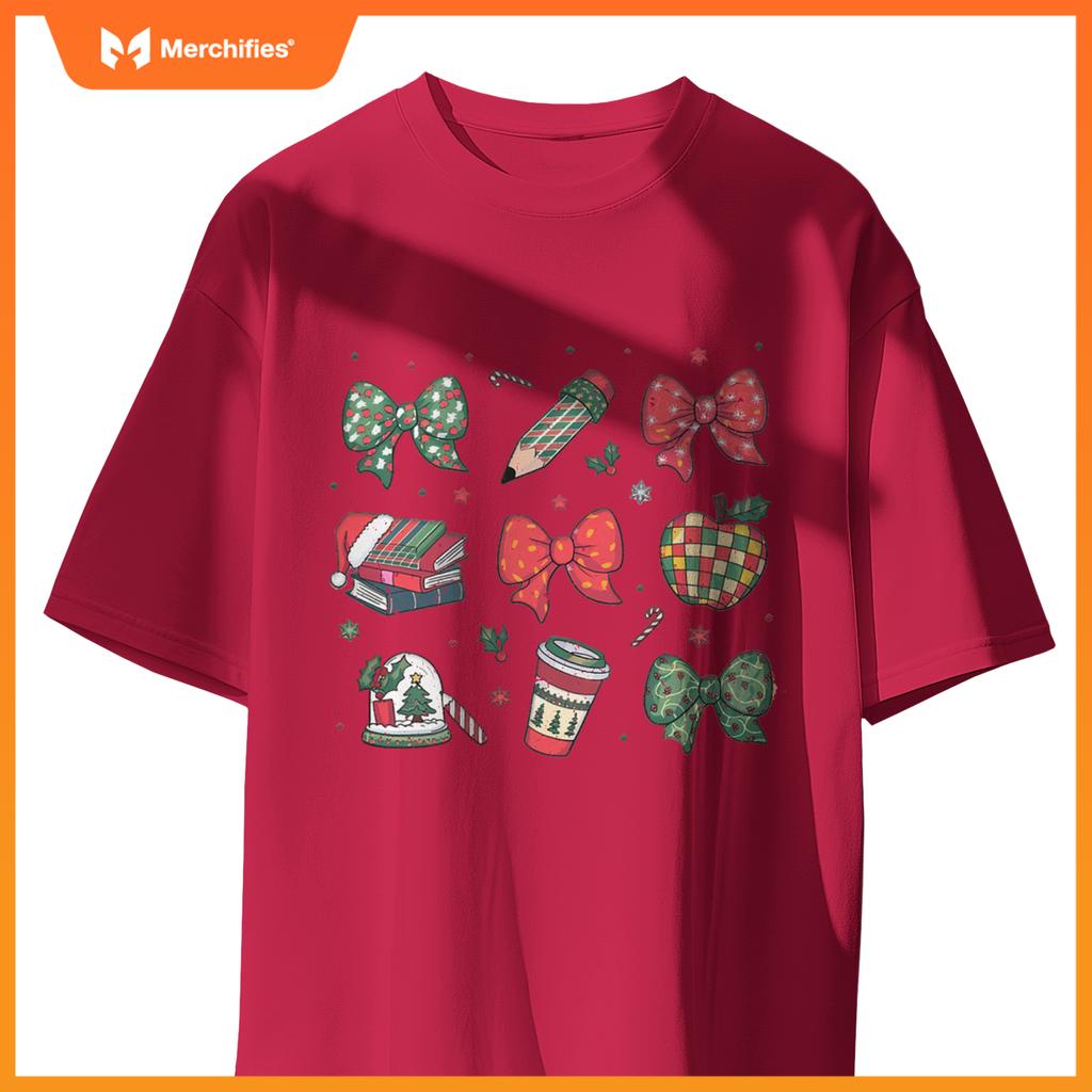 Coquette bow teacher christmas elementary school xmas winter