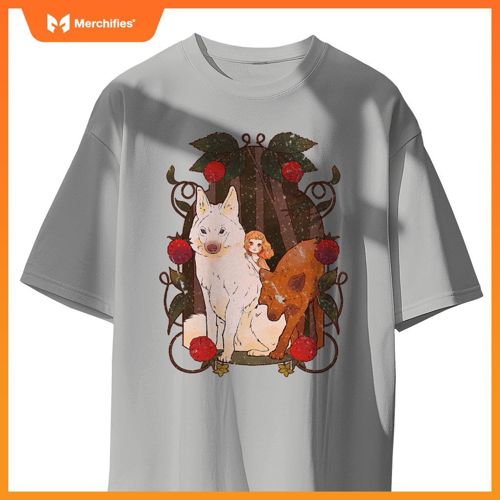 Cottagecore Aestic Wolf - Wild Dog With Fairy And Berries T-Shirt