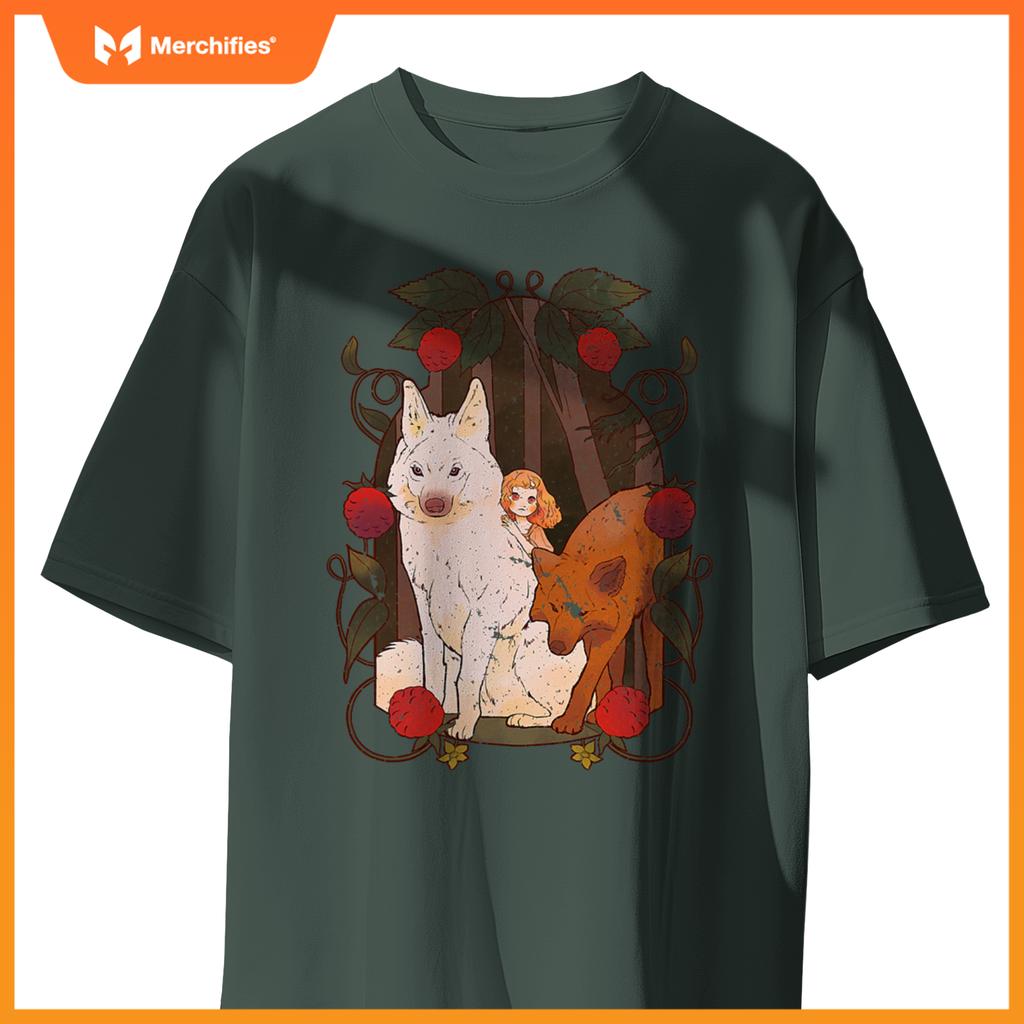 Cottagecore Aestic Wolf - Wild Dog With Fairy And Berries T-Shirt