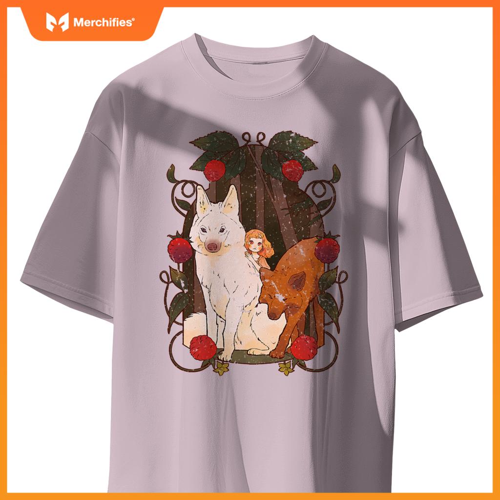 Cottagecore Aestic Wolf - Wild Dog With Fairy And Berries T-Shirt