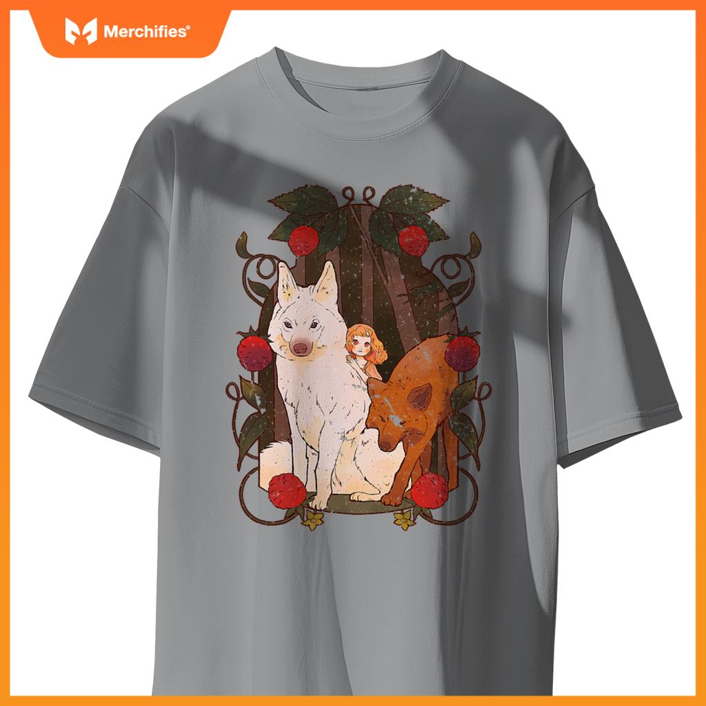Cottagecore Aestic Wolf - Wild Dog With Fairy And Berries T-Shirt