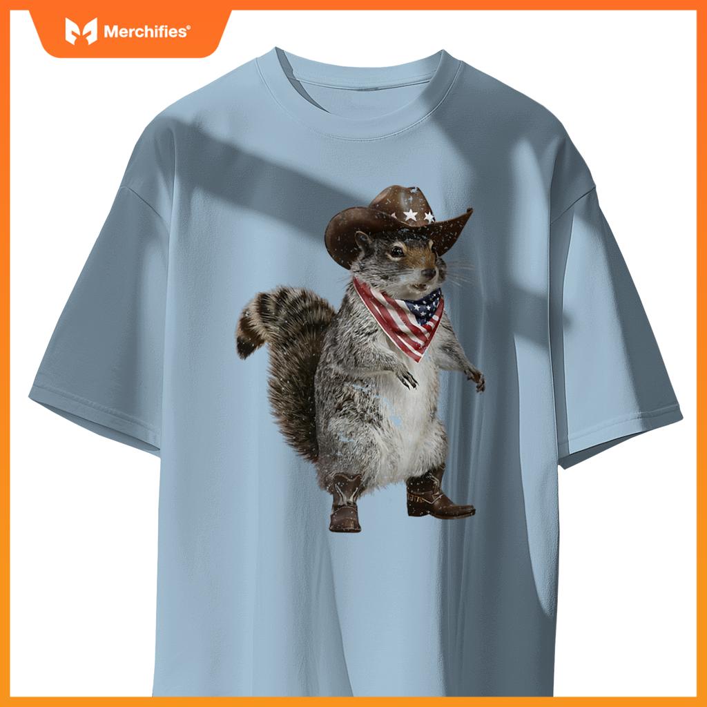 cowboy squirrel in patriotic out wildlife fun T-Shirt