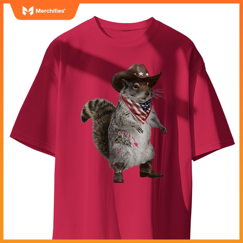 cowboy squirrel in patriotic out wildlife fun T-Shirt
