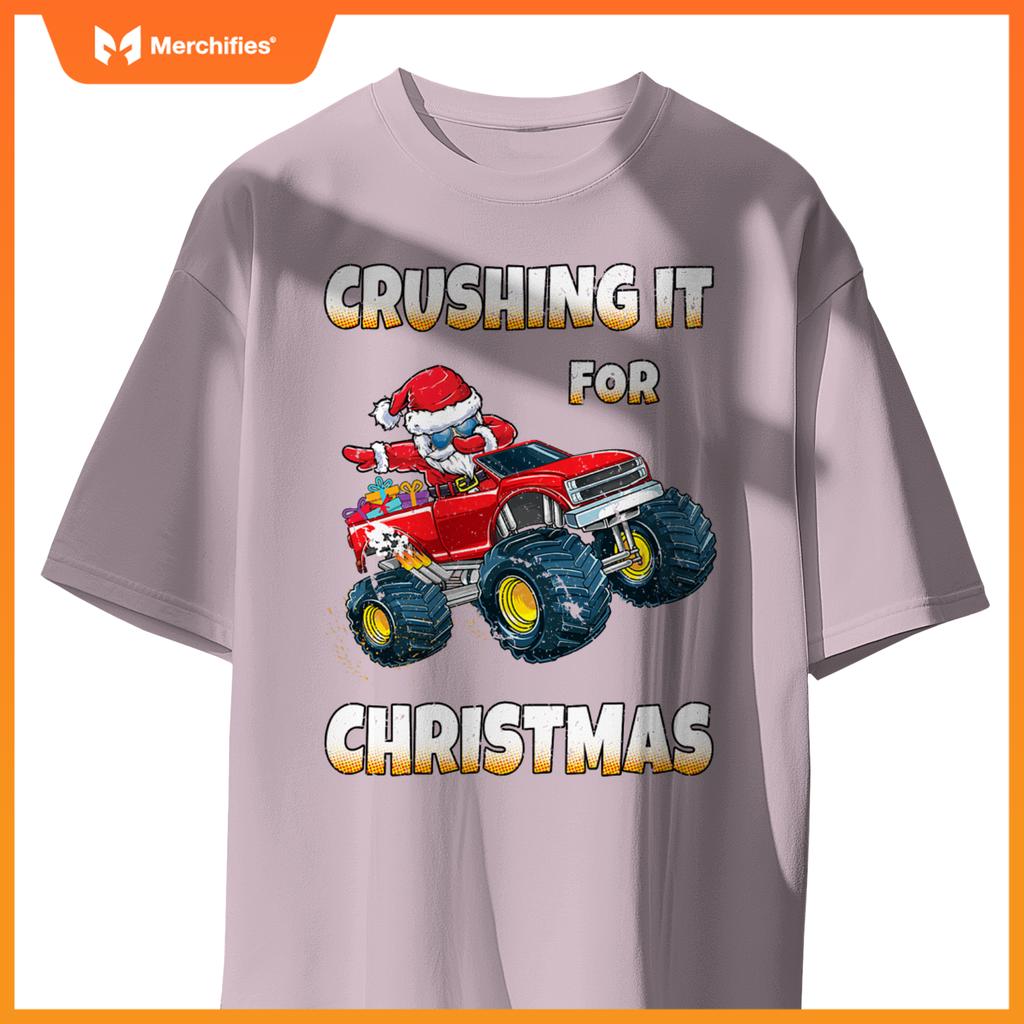 Crushing Christmas Dab Santa Monster Truck Boys Christmas T-Shirt