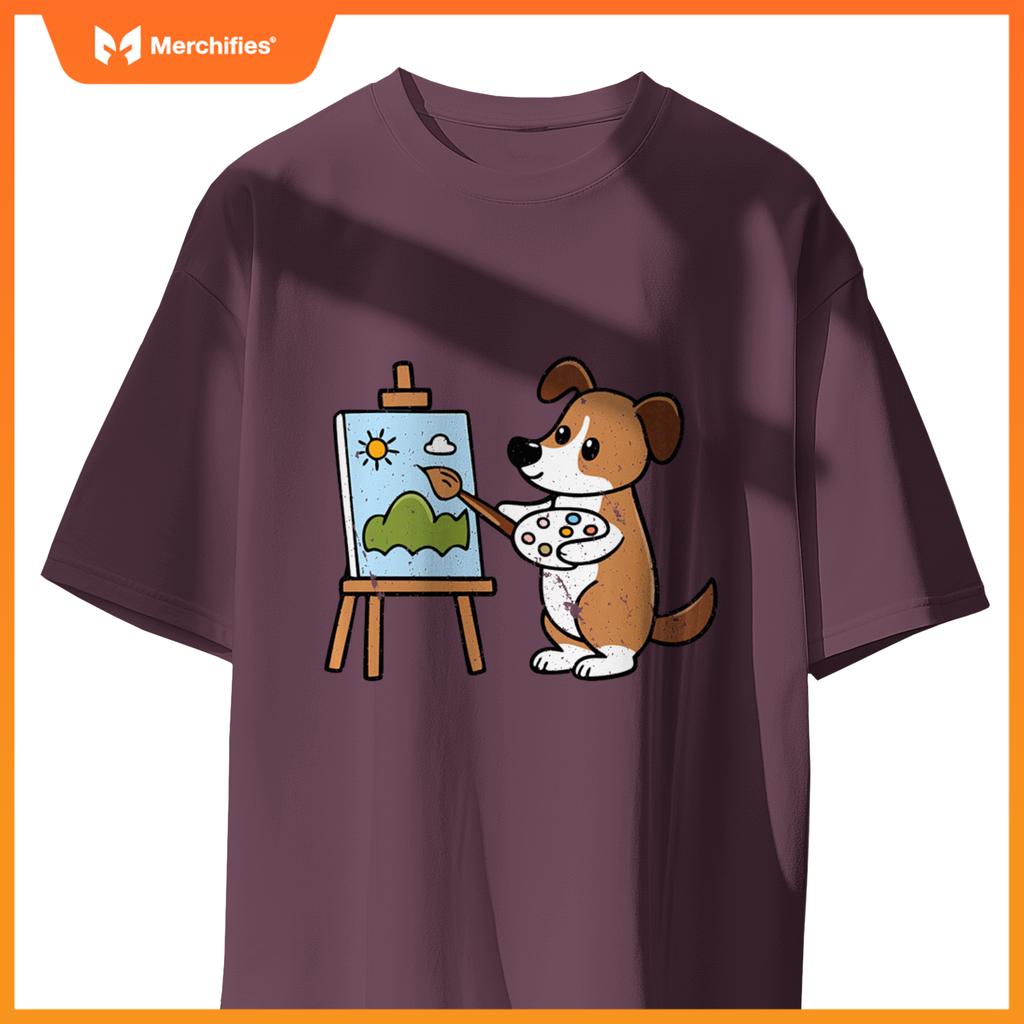 Cute Dog Painting Artist Hobby Painter T-Shirt