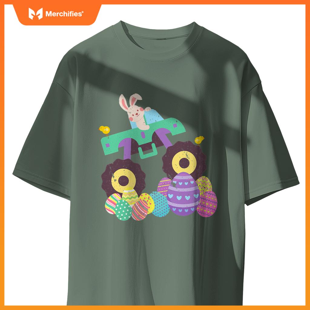 Cute Easter Eggs And Rabbit  Monster Truck Lover T-Shirt
