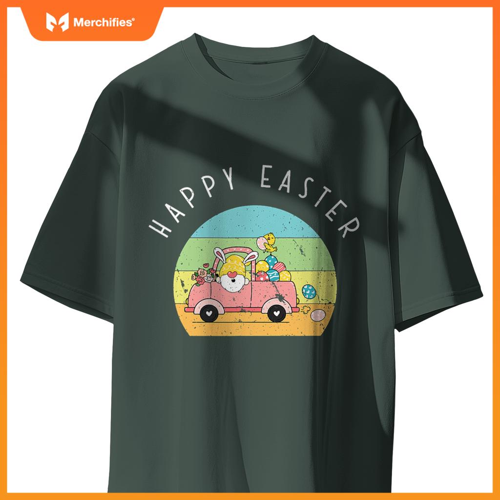 Cute Easter Gnome Bunny Rabbit Driving Egg Truck Baby Chick T-Shirt