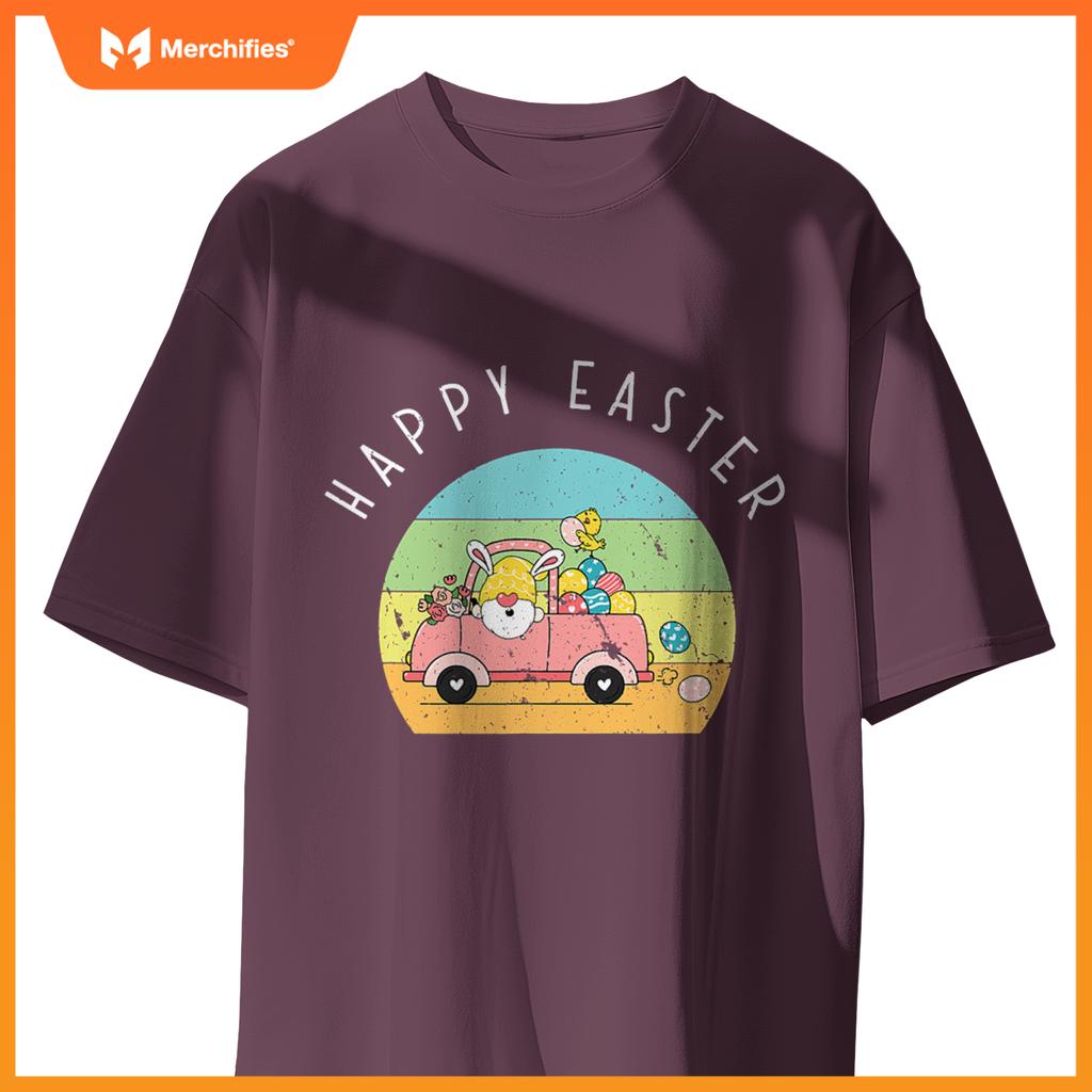 Cute Easter Gnome Bunny Rabbit Driving Egg Truck Baby Chick T-Shirt