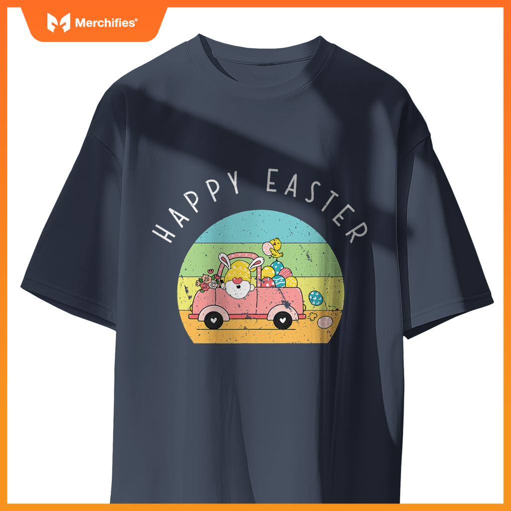 Cute Easter Gnome Bunny Rabbit Driving Egg Truck Baby Chick T-Shirt
