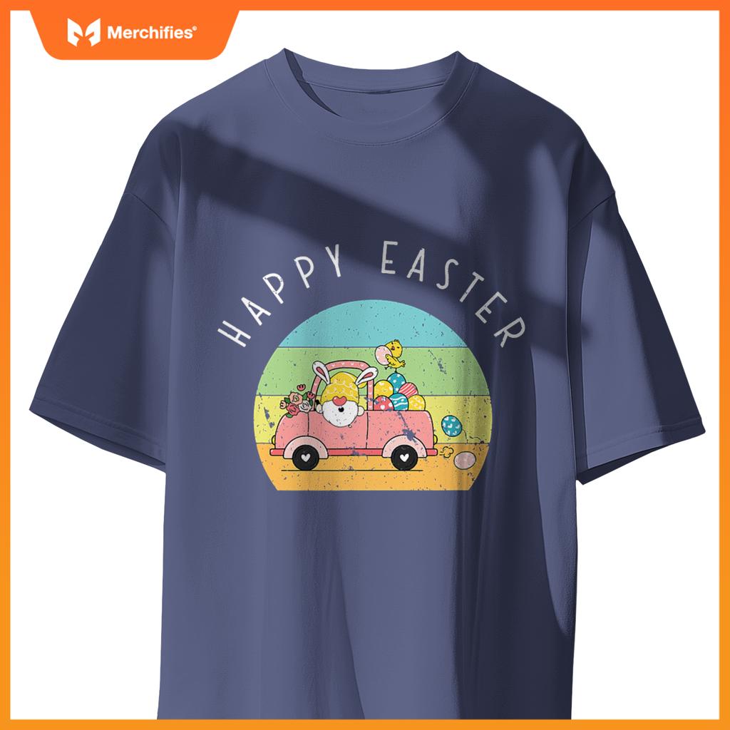 Cute Easter Gnome Bunny Rabbit Driving Egg Truck Baby Chick T-Shirt