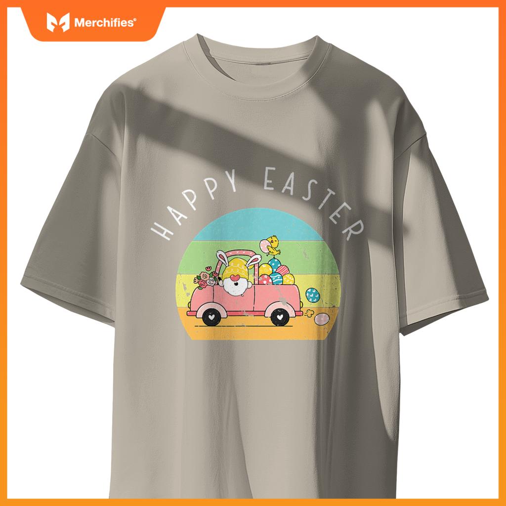 Cute Easter Gnome Bunny Rabbit Driving Egg Truck Baby Chick T-Shirt