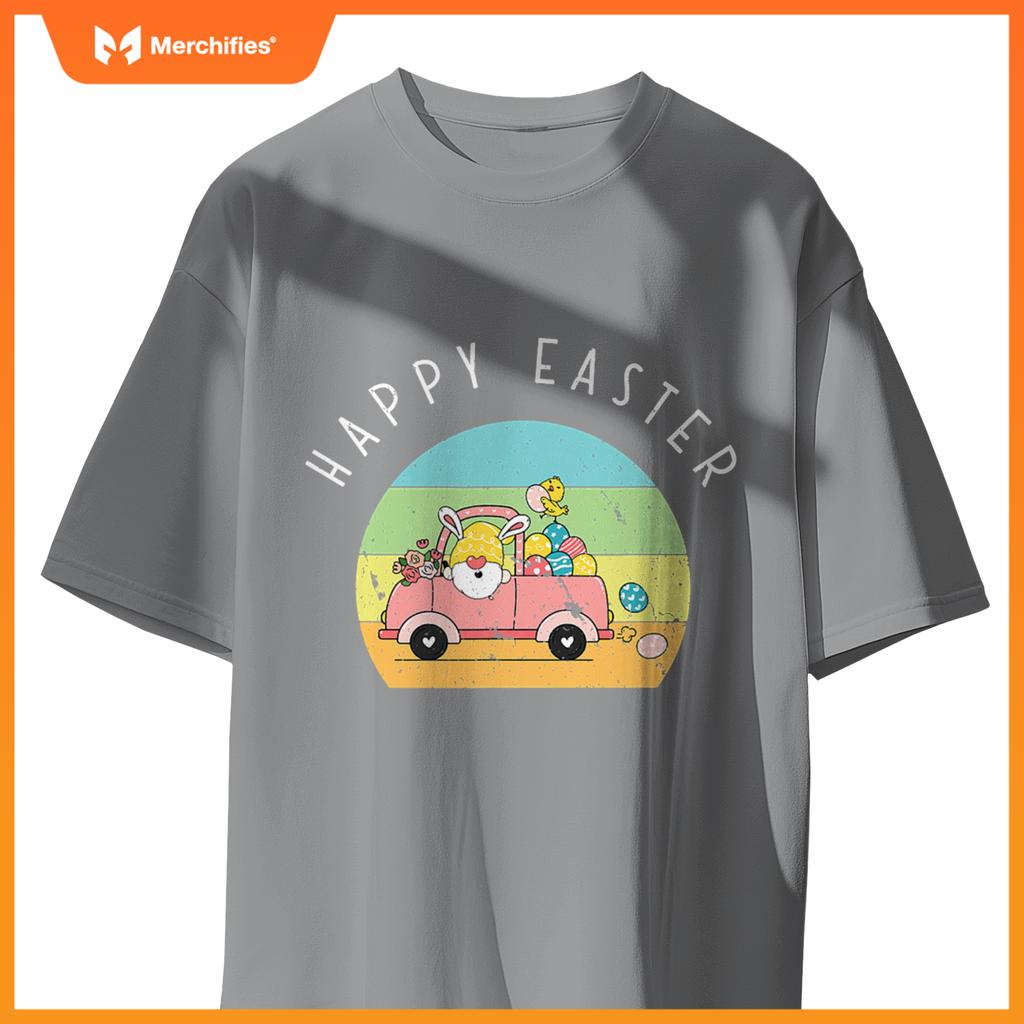 Cute Easter Gnome Bunny Rabbit Driving Egg Truck Baby Chick T-Shirt