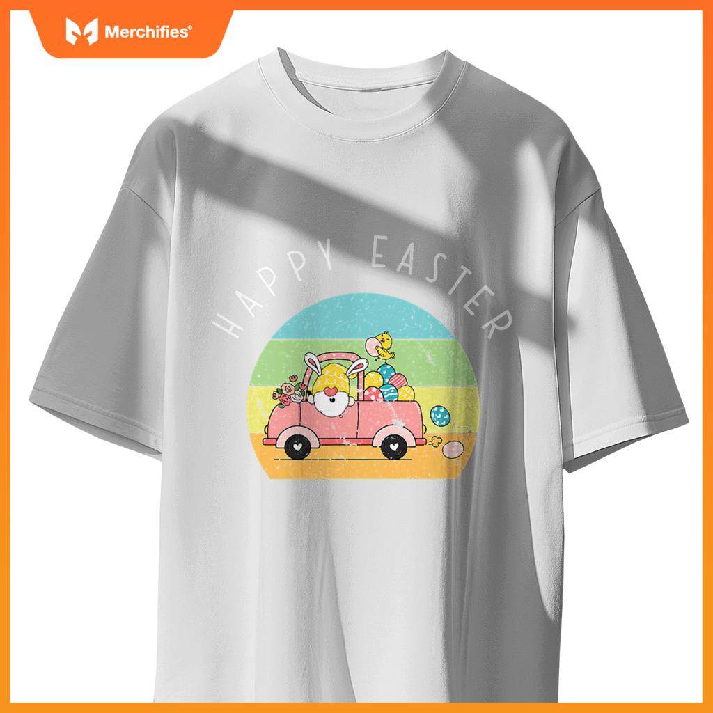 Cute Easter Gnome Bunny Rabbit Driving Egg Truck Baby Chick T-Shirt