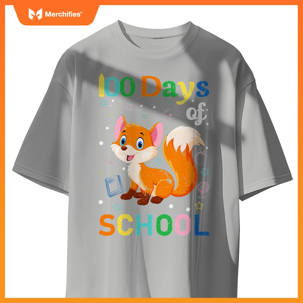 Cute fox lovers teacher student 100th day of school