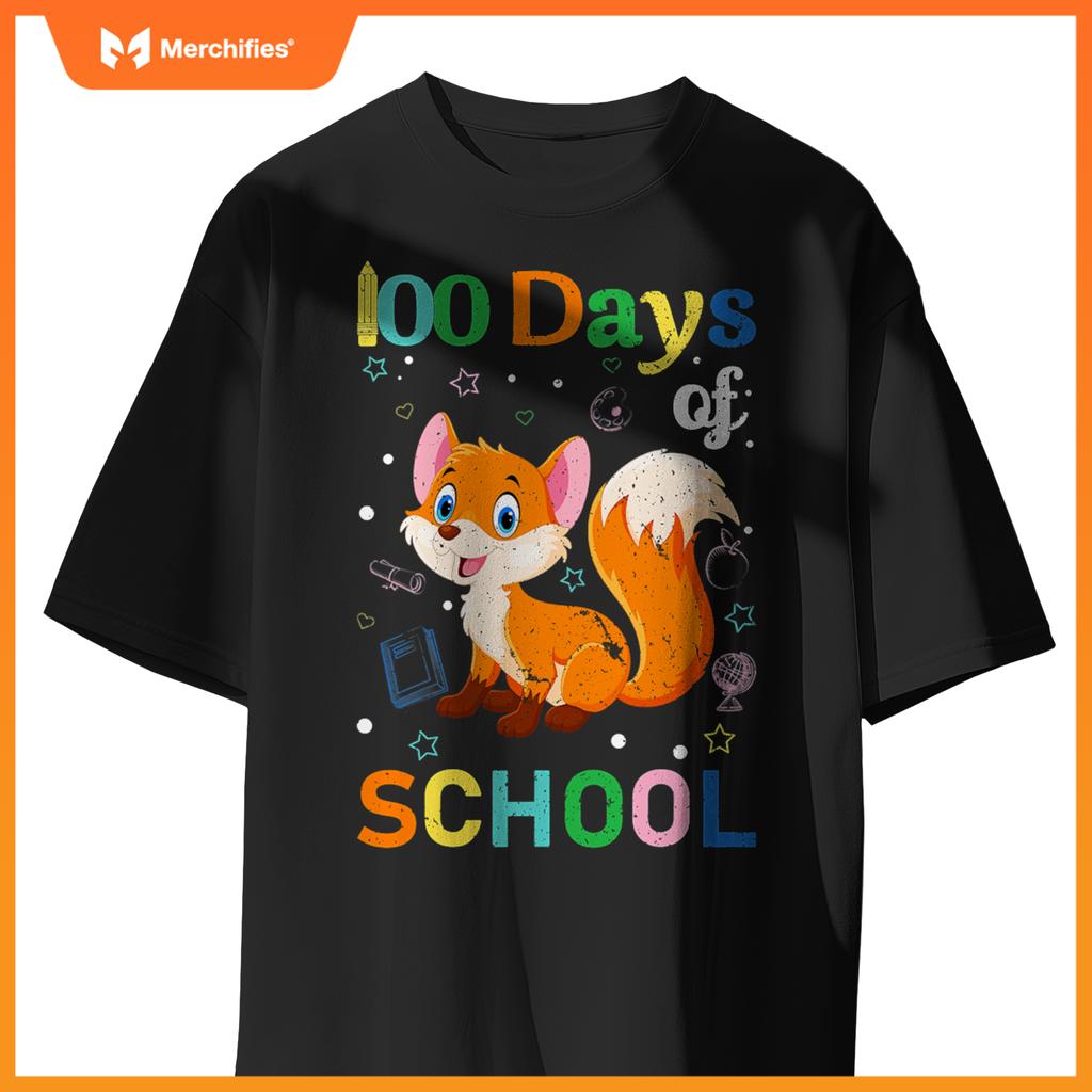 Cute fox lovers teacher student 100th day of school