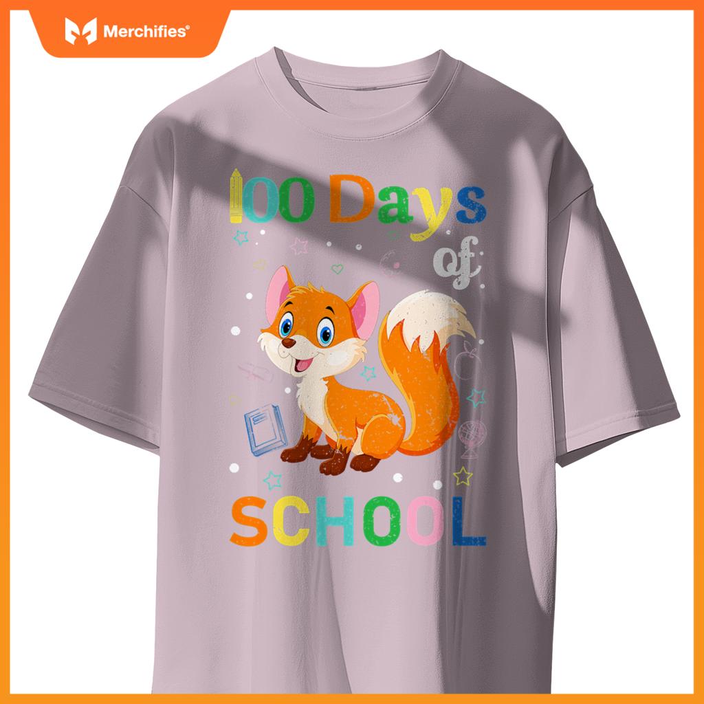 Cute fox lovers teacher student 100th day of school