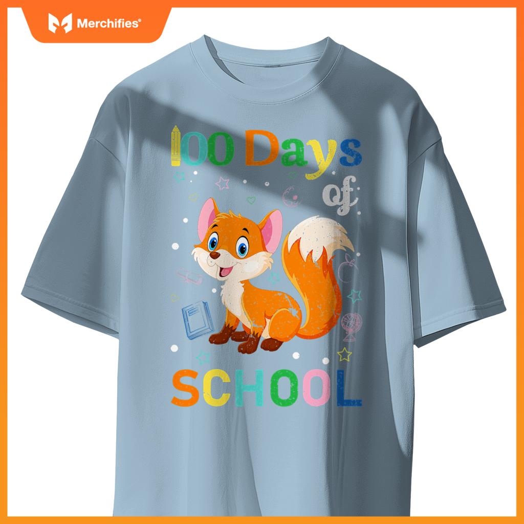 Cute fox lovers teacher student 100th day of school
