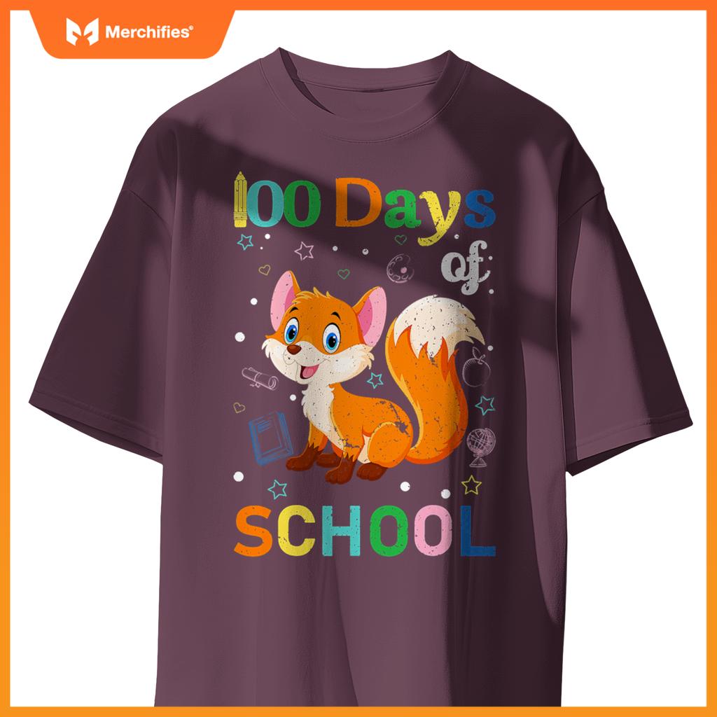 Cute fox lovers teacher student 100th day of school