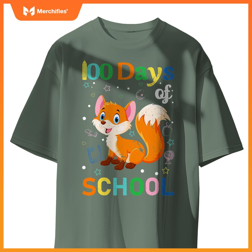 Cute fox lovers teacher student 100th day of school
