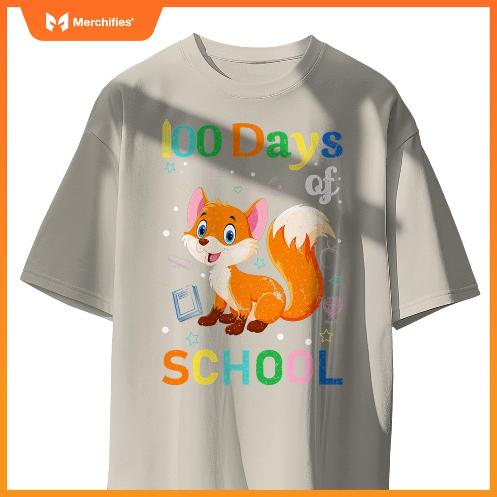 Cute fox lovers teacher student 100th day of school