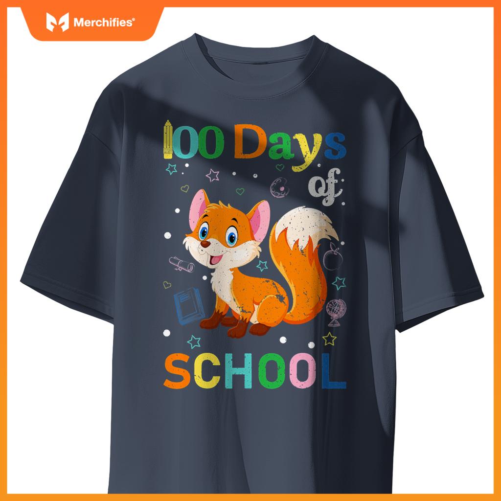 Cute fox lovers teacher student 100th day of school