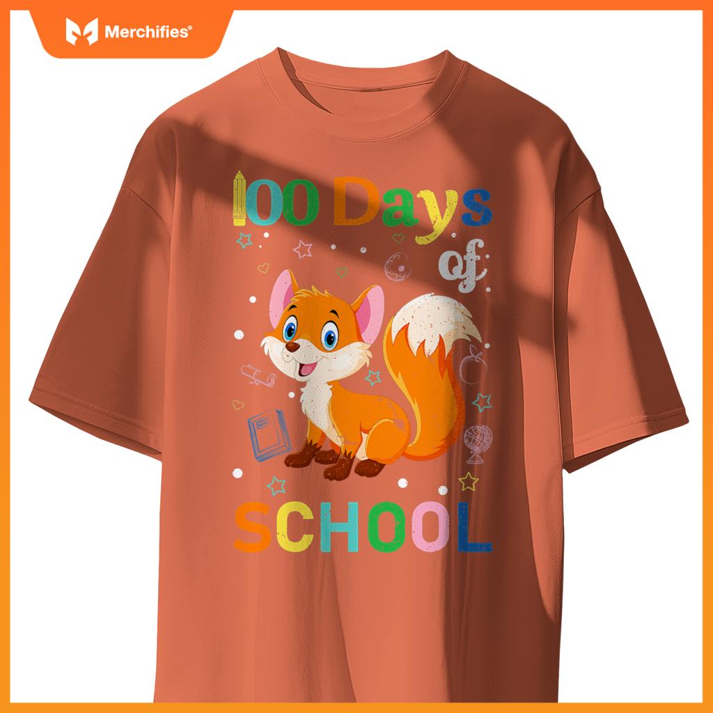 Cute fox lovers teacher student 100th day of school
