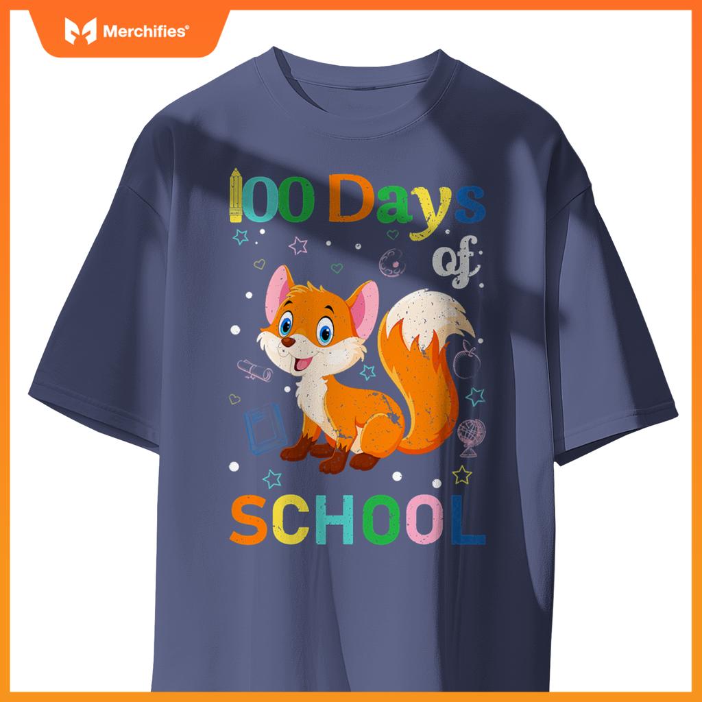 Cute fox lovers teacher student 100th day of school
