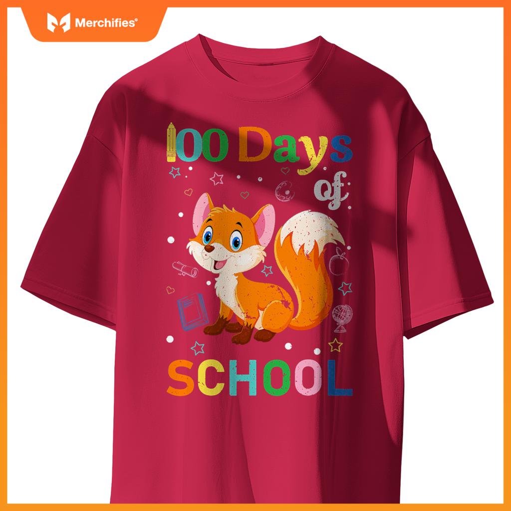 Cute fox lovers teacher student 100th day of school