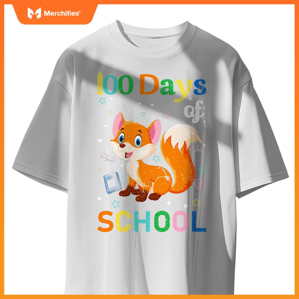 Cute fox lovers teacher student 100th day of school
