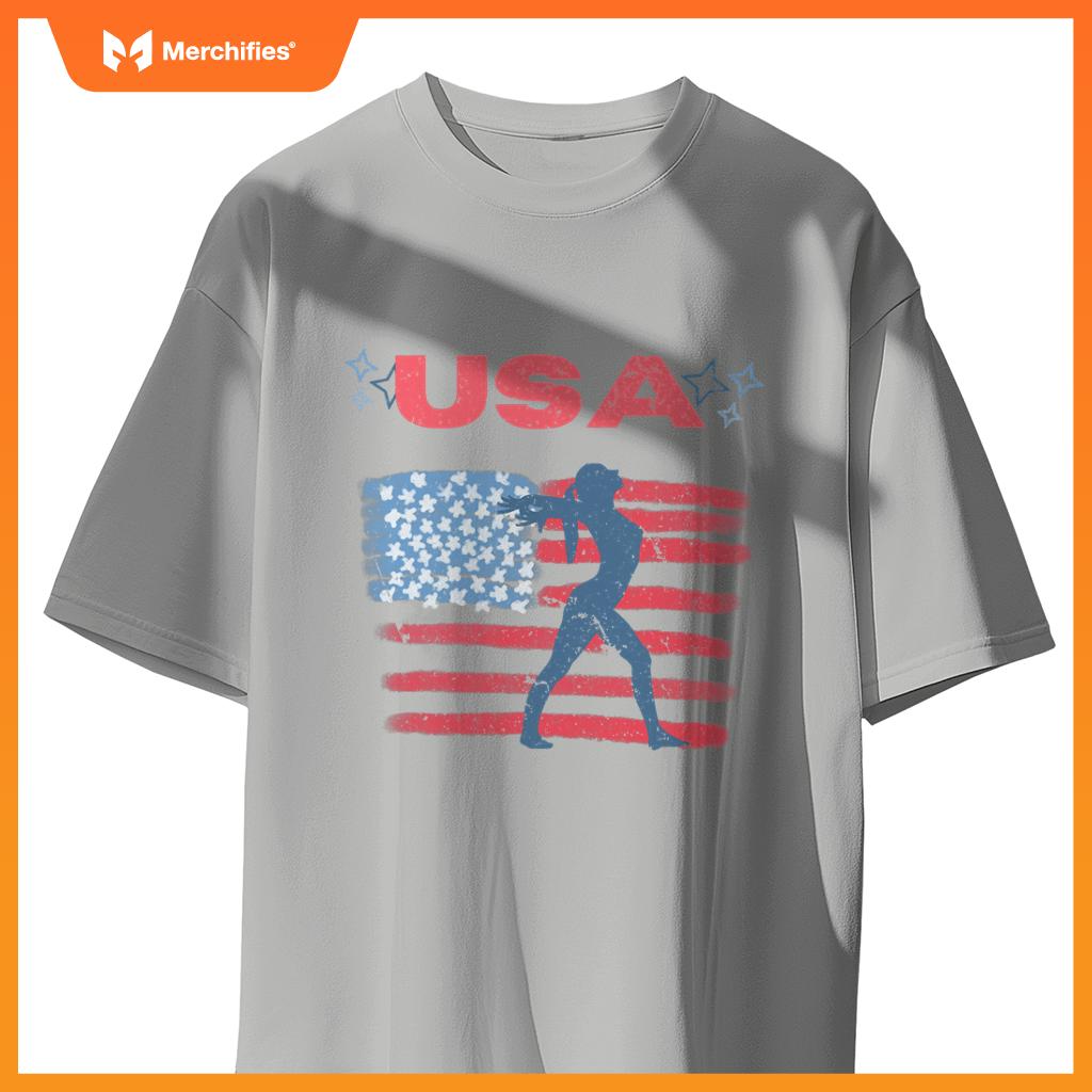 cute gymnastics american flag star  patriotic usa gymnast T-Shirt