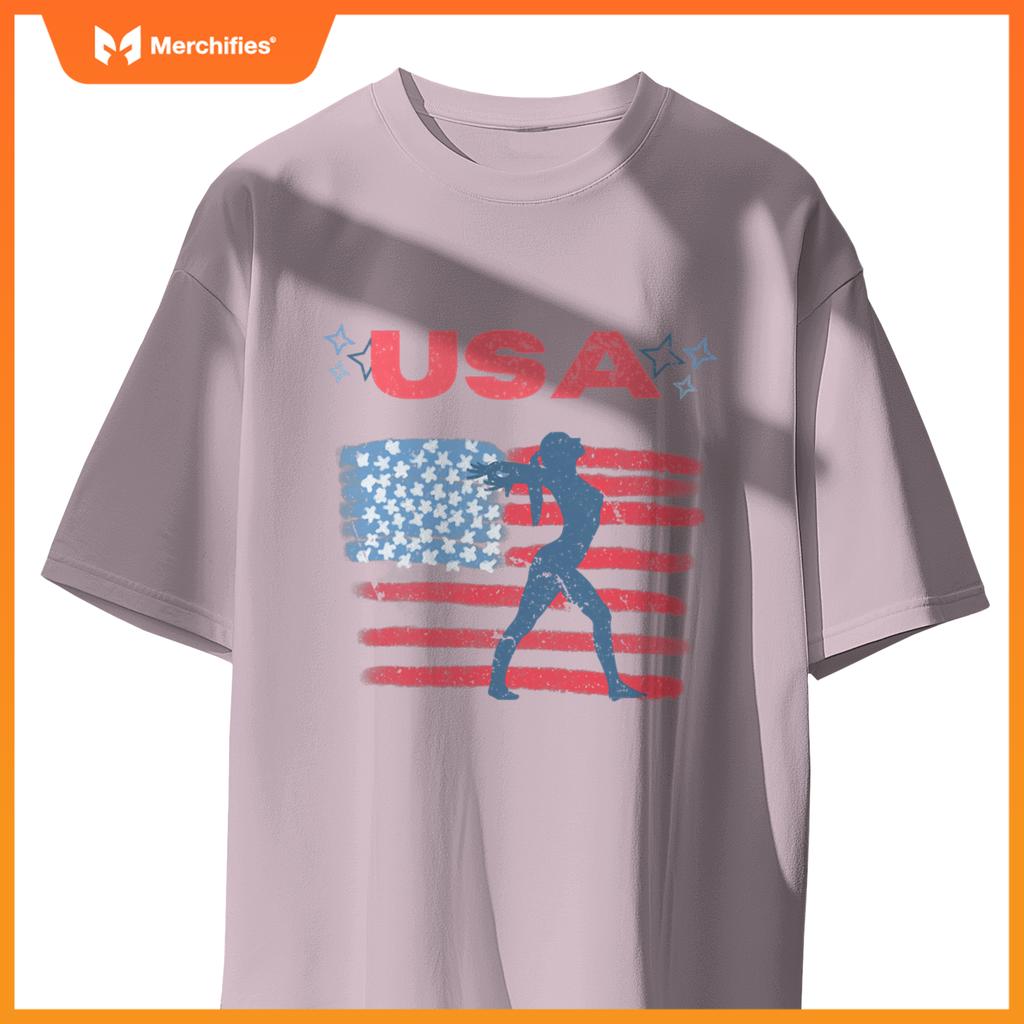 cute gymnastics american flag star  patriotic usa gymnast T-Shirt