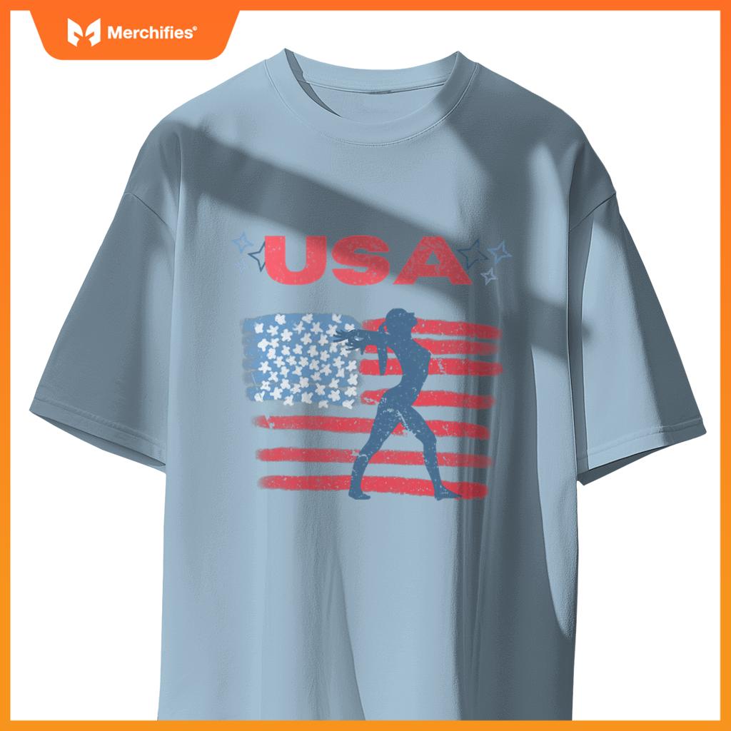 cute gymnastics american flag star  patriotic usa gymnast T-Shirt