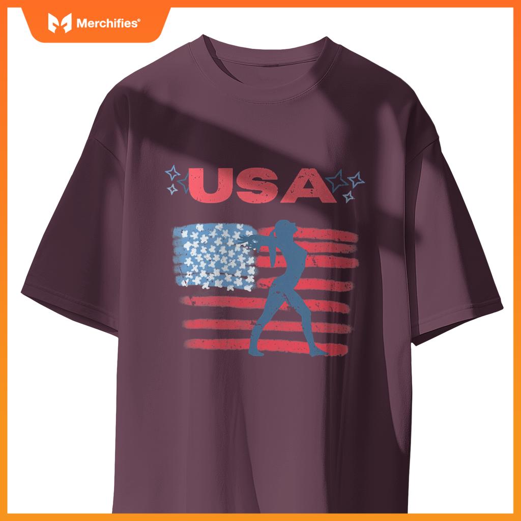 cute gymnastics american flag star  patriotic usa gymnast T-Shirt