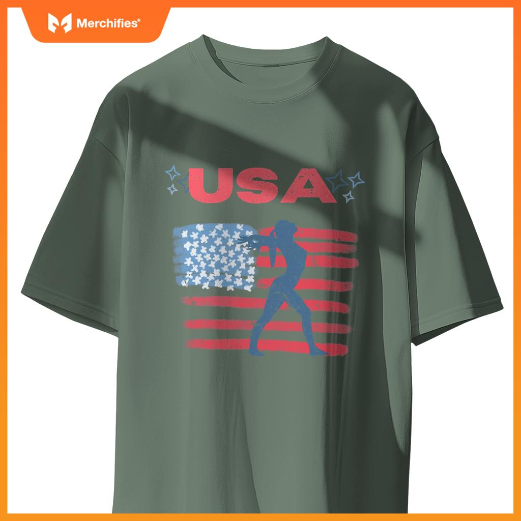 cute gymnastics american flag star  patriotic usa gymnast T-Shirt
